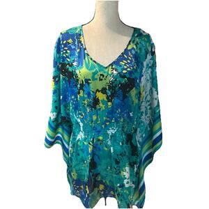 Lane Bryant Woman's 18/20 Floral Satin Ruffle Elastic Waist Resort wear Travel